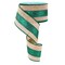 RG Ribbon 2.5" Farmhouse Glam Glitter Stripe with Wired Edges (Emerald Green, Natural, 10 Yards) - For Bows, Wreaths, Crafts, and Decorations - Christmas, St. Patrick's Day